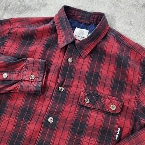 Flylow Shirt Mens Medium‎ Red Black Plaid Long Sleeve Flannel Button Up Cotton